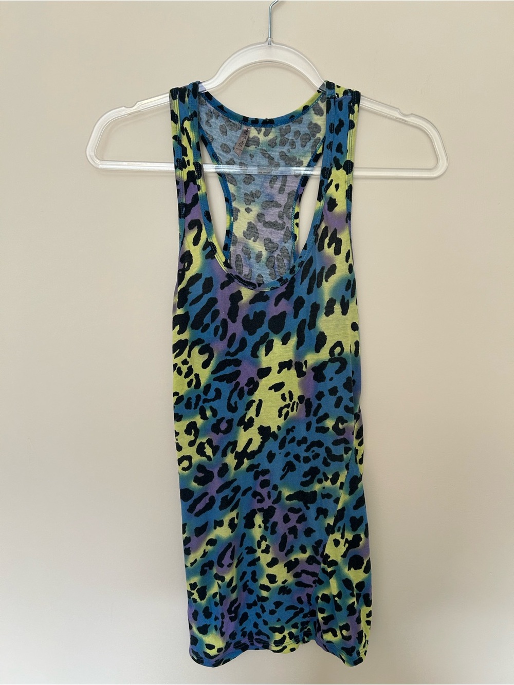 Neon Leopard Print Racerback Tank - Blue, Yellow, Purple